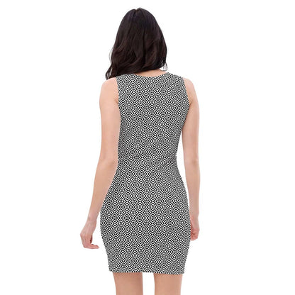 Image of woman wearing Abstract Art Deco Geo Print Casual Fitted Dress from Parnova Store