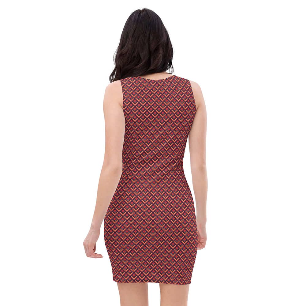 Image of woman wearing Arrow Head Geo Pattern Casual Fitted Dress from Parnova Store