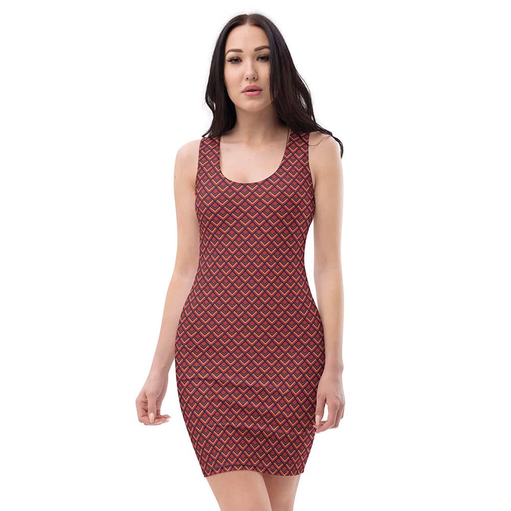 Image of woman wearing Arrow Head Geo Pattern Casual Fitted Dress from Parnova Store