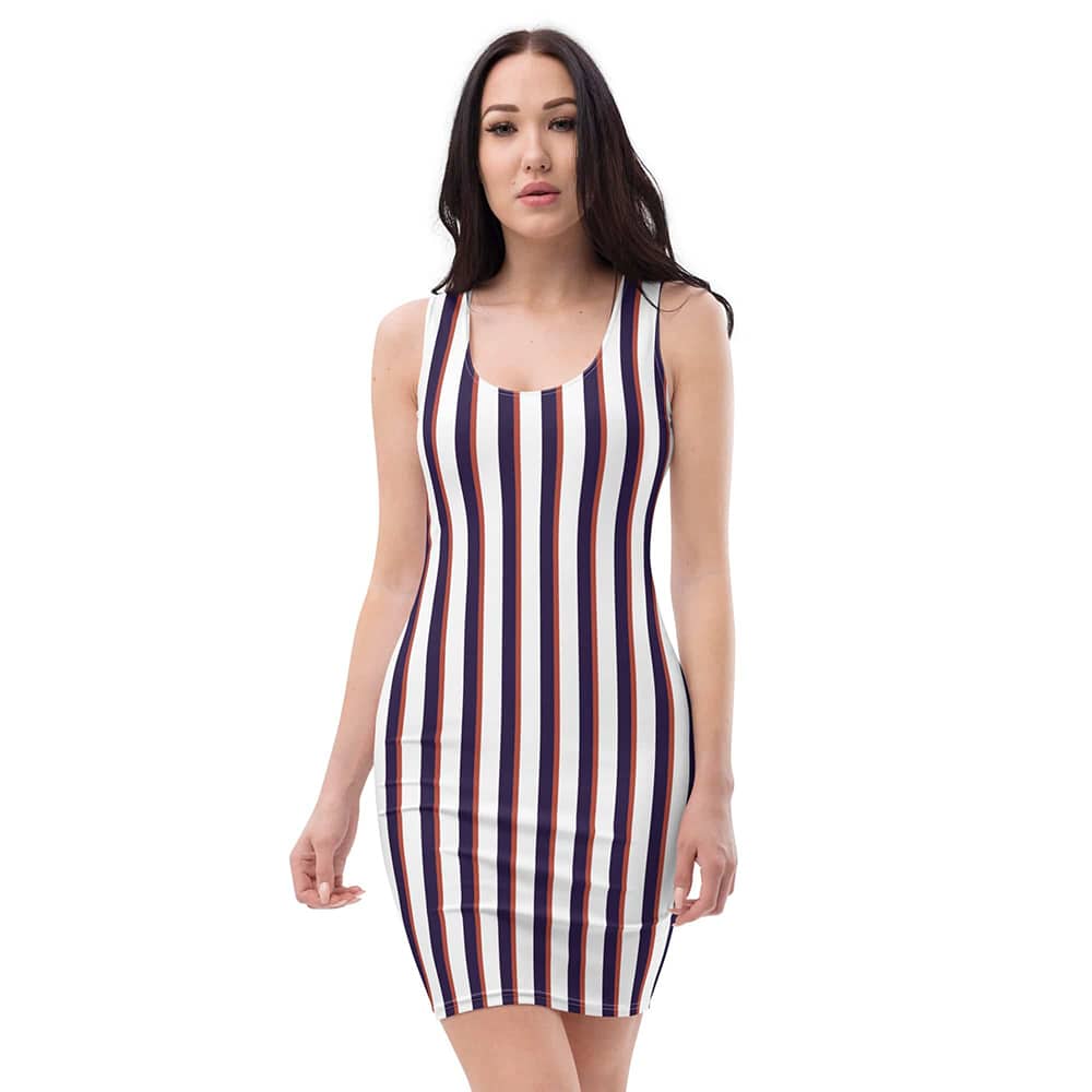 Image of woman wearing Colourful Stripes Casual Fitted Dress from Parnova Store