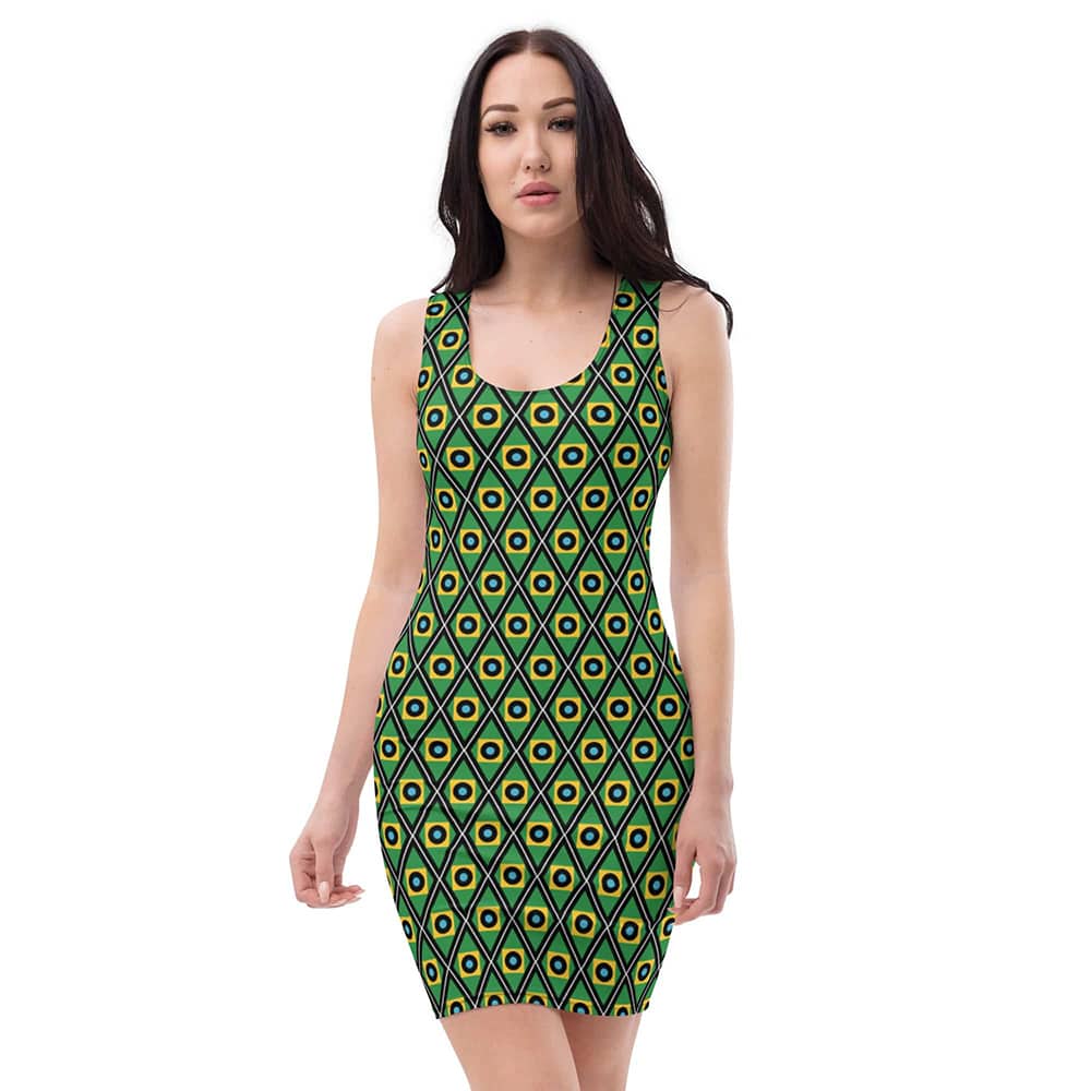 Image of woman wearing Geo Allover Print Bodycon Casual Fitted Dress from Parnova Store