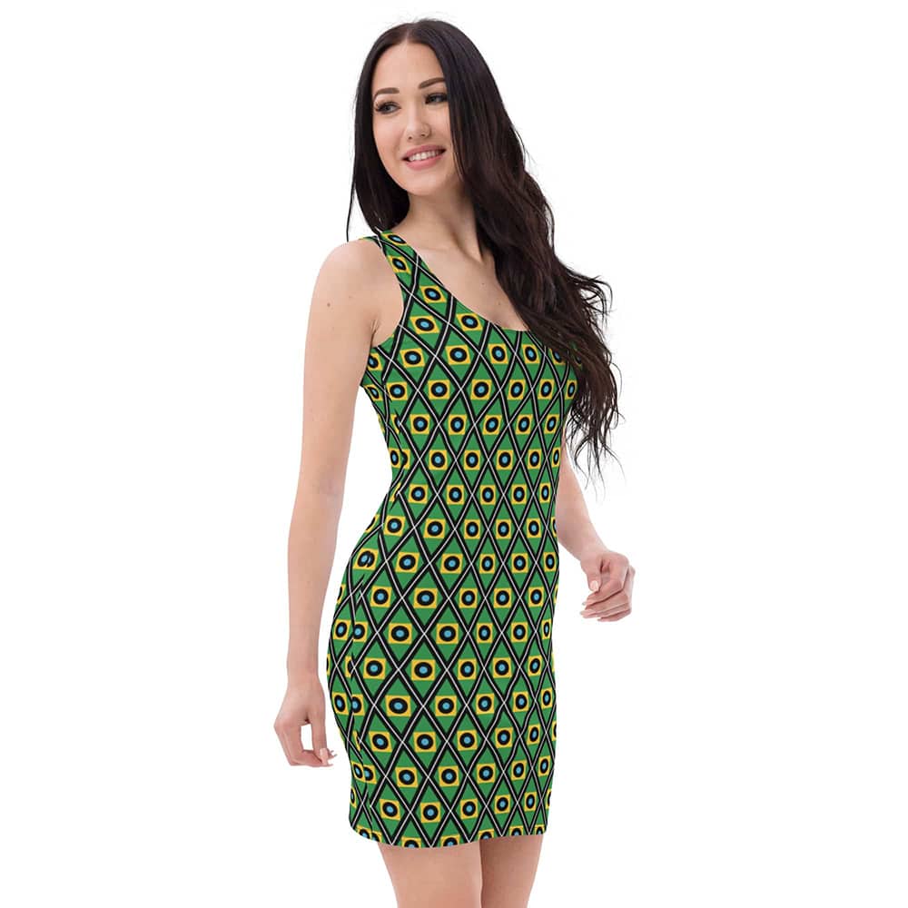 Image of woman wearing Geo Allover Print Bodycon Casual Fitted Dress from Parnova Store