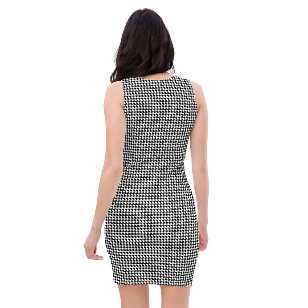 Image of woman wearing Houndstooth Print Bodycon Casual Fitted Dress from Parnova Store