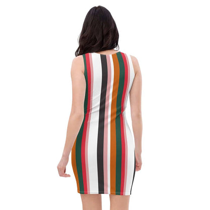 Image of woman wearing Large Colourful Stripes Casual Fitted Dress from Parnova Store