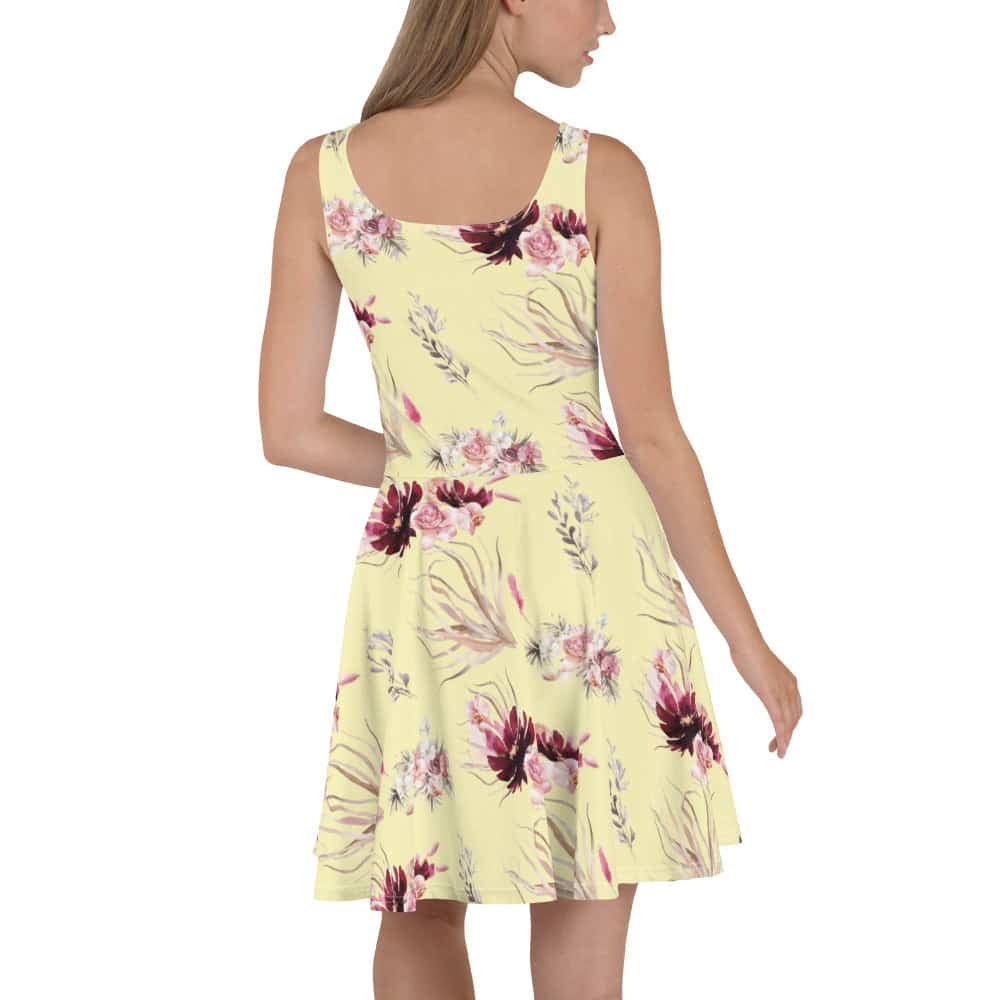 image of woman wearing Cumulus Yellow Floral Boho Skater Dress