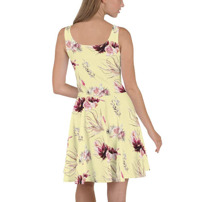 image of woman wearing Cumulus Yellow Floral Boho Skater Dress