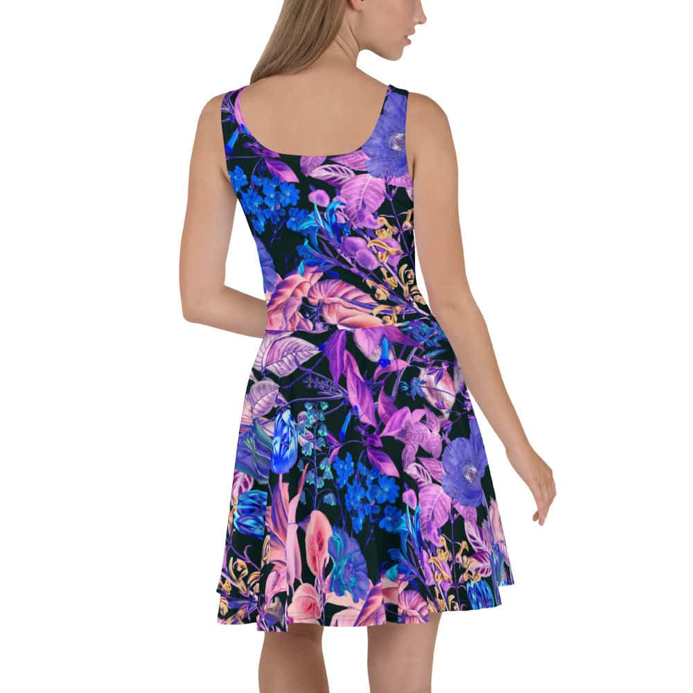 image of woman wearing Glowing Flowers Skater Dress