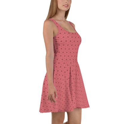 image of woman wearing Geo Lilypad Froly Pink Skater Dress